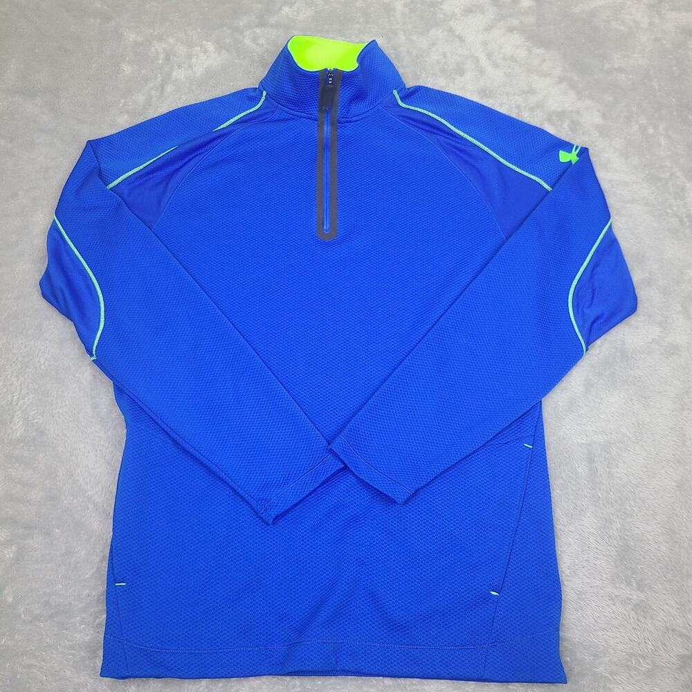Under Armour ColdGear Infrared Run Mens Medium Fitted 1/2 Pullover Blue 1248616